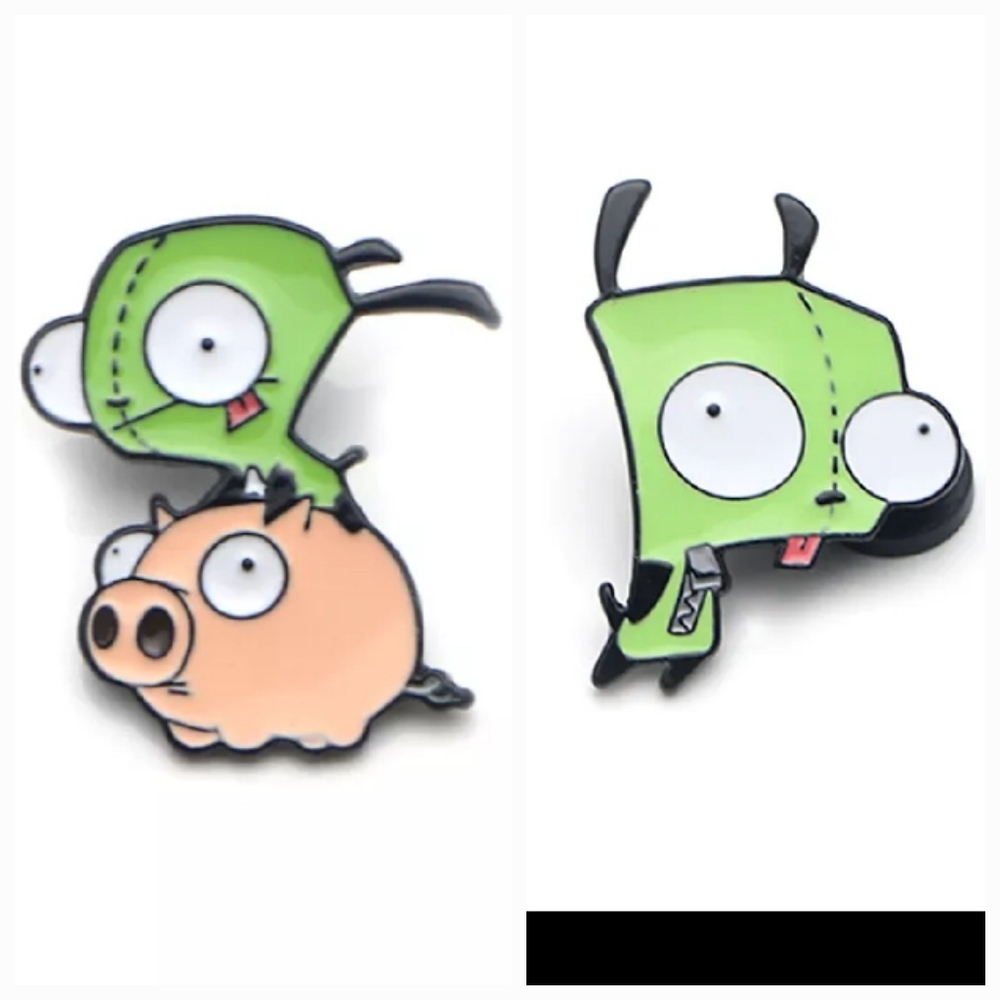 SET 2x Gir Pins Invader Zim